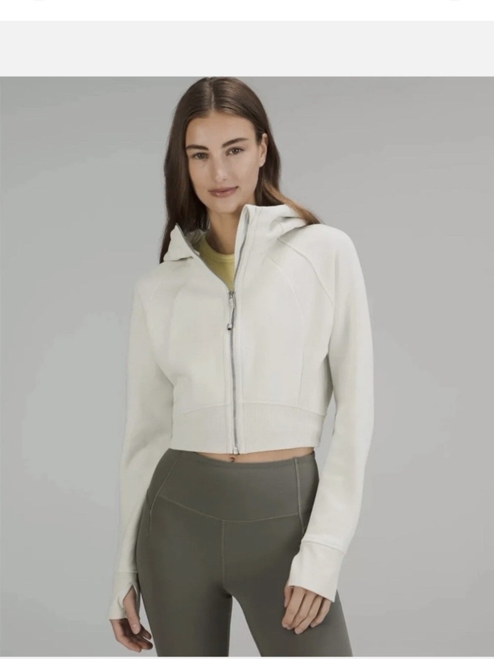 lululemon athletica scuba cropped zip up hoodie in bone NEW